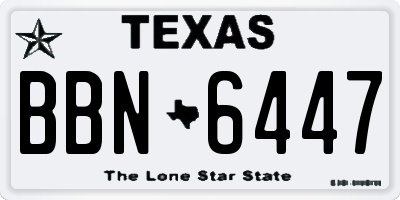 TX license plate BBN6447