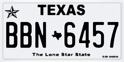 TX license plate BBN6457