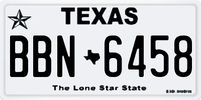 TX license plate BBN6458