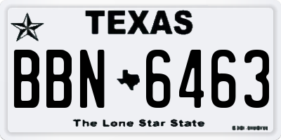 TX license plate BBN6463