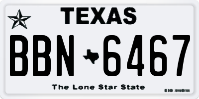 TX license plate BBN6467