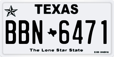 TX license plate BBN6471