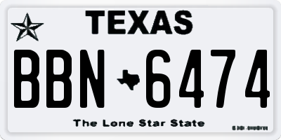 TX license plate BBN6474