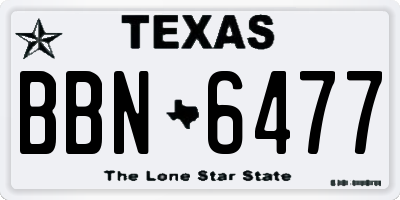 TX license plate BBN6477