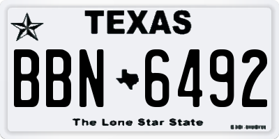 TX license plate BBN6492