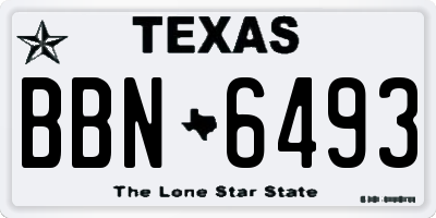 TX license plate BBN6493