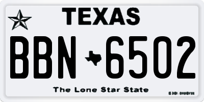 TX license plate BBN6502