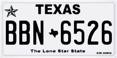 TX license plate BBN6526