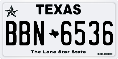 TX license plate BBN6536