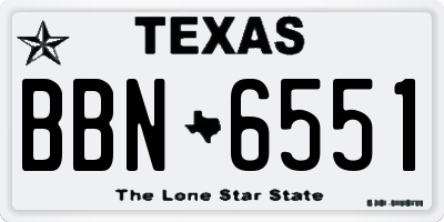 TX license plate BBN6551