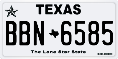 TX license plate BBN6585