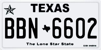TX license plate BBN6602
