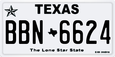 TX license plate BBN6624