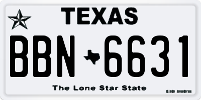 TX license plate BBN6631