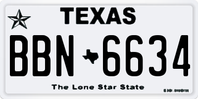 TX license plate BBN6634
