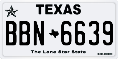 TX license plate BBN6639