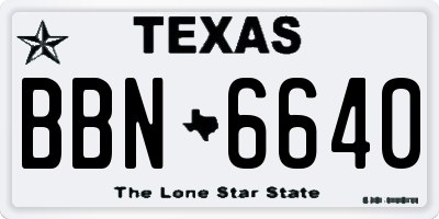 TX license plate BBN6640