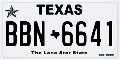 TX license plate BBN6641