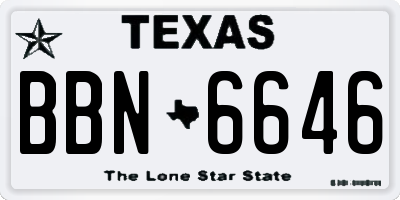TX license plate BBN6646
