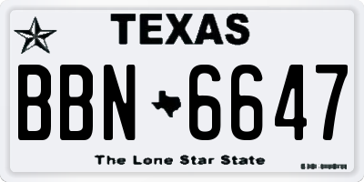 TX license plate BBN6647