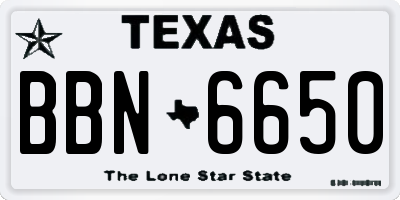 TX license plate BBN6650