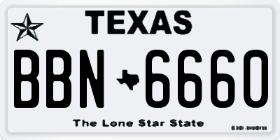 TX license plate BBN6660