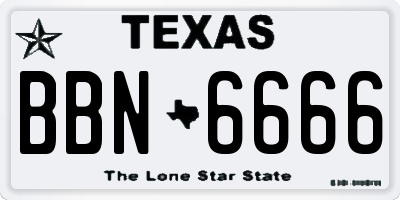 TX license plate BBN6666