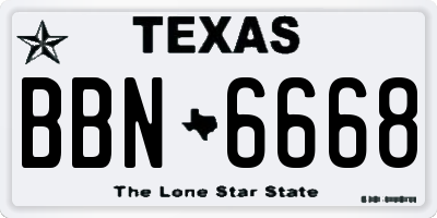 TX license plate BBN6668
