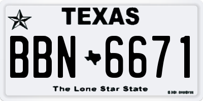TX license plate BBN6671