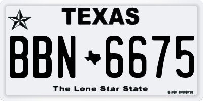 TX license plate BBN6675