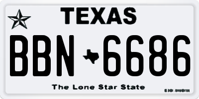 TX license plate BBN6686