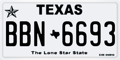 TX license plate BBN6693