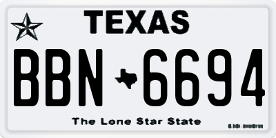 TX license plate BBN6694