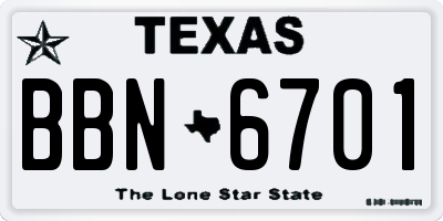 TX license plate BBN6701