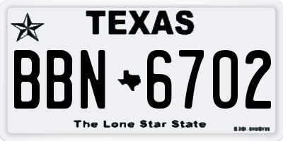 TX license plate BBN6702