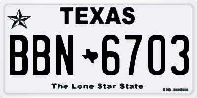 TX license plate BBN6703