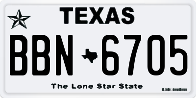 TX license plate BBN6705