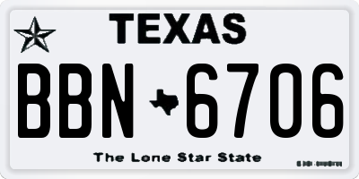 TX license plate BBN6706
