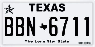 TX license plate BBN6711