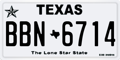 TX license plate BBN6714