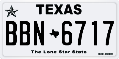 TX license plate BBN6717