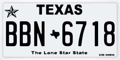 TX license plate BBN6718