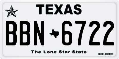 TX license plate BBN6722