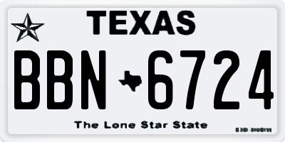 TX license plate BBN6724