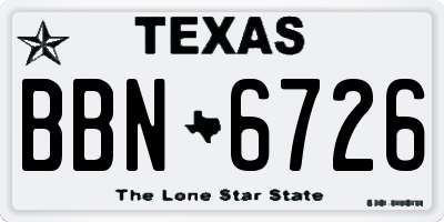 TX license plate BBN6726
