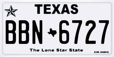 TX license plate BBN6727