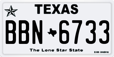 TX license plate BBN6733