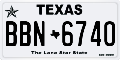 TX license plate BBN6740