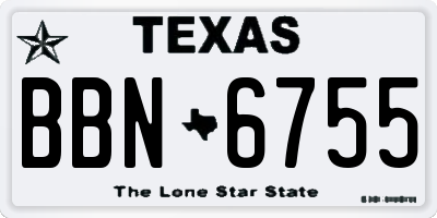 TX license plate BBN6755
