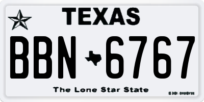 TX license plate BBN6767
